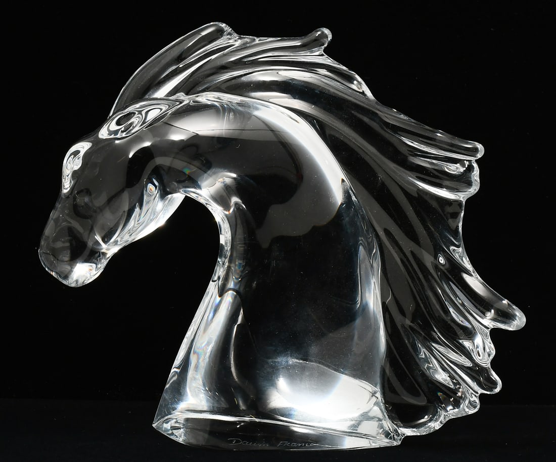 DAUM FRANCE CRYSTAL HORSE HEAD SCULPTURE (1 of 5)