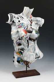 ROBERT BUICK ART GLASS TORSO 1 SCULPTURE W/ STAND