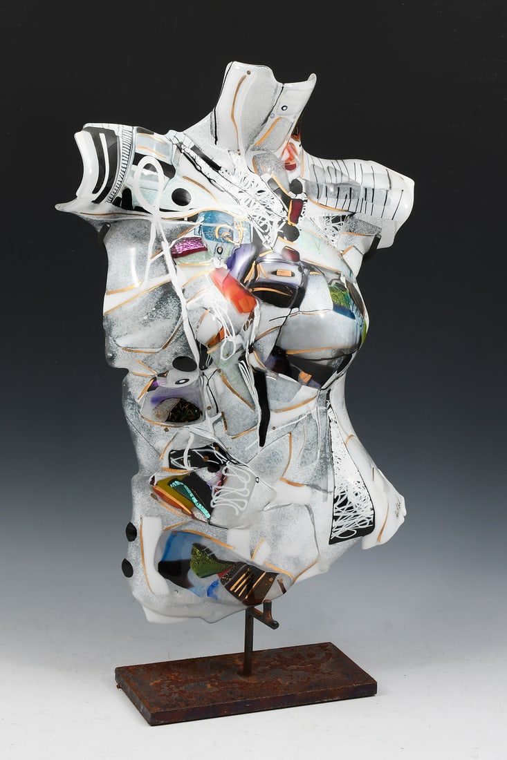 ROBERT BUICK ART GLASS TORSO 1 SCULPTURE W/ STAND (1 of 5)