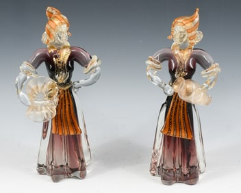 PAIR OF VENETIAN ART GLASS LADIES