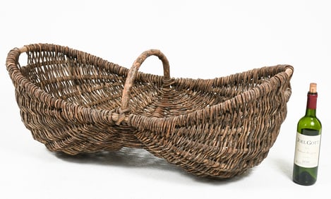 FRENCH WICKER BUTTOCKS GRAPE WINE HARVEST BASKET