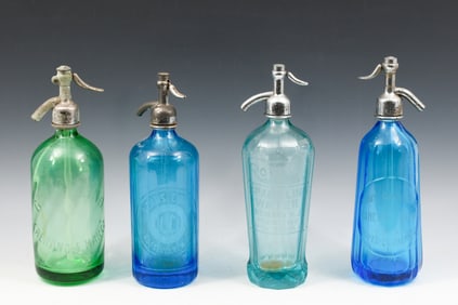 4 PC. GLASS SELTZER BOTTLES