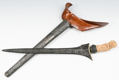 KERIS KNIFE WITH CARVED MAMMOTH TUSK HANDLE