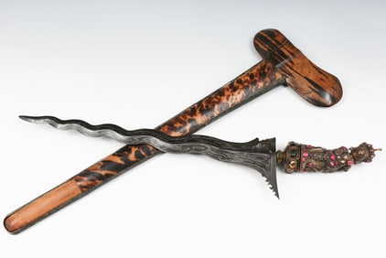 LARGE KERIS KNIFE W/ METAL DEITY HANDLE