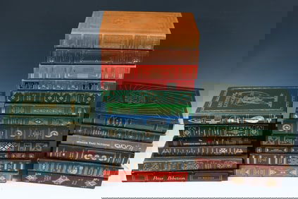 24 PC. LEATHERBOUND BOOKS – SOME SIGNED