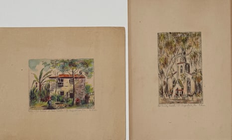PAIR OF EDITH OLIVER ST. AUGUSTINE ETCHINGS