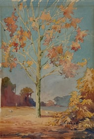 HAROLD HILTON AUTUMN HUNTING WATERCOLOR