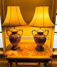 PR. CONTEMPORARY TIGER STRIPED TABLE LAMPS