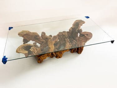 GLASS TOP GRAPE VINE COFFEE TABLE