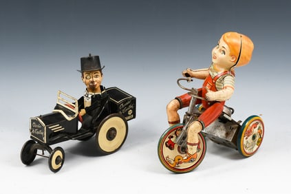 2 LITHO MECHANICAL WIND-UP TIN TOYS