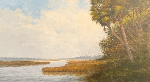 LARGE HENRY PARKER EVERGLADES FLORIDA PAINTING