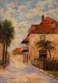 EARLY ST. AUGUSTINE STREET SCENE PAINTING