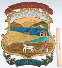 EARLY 20TH CENTURY KANSAS STATE SEAL BANNER