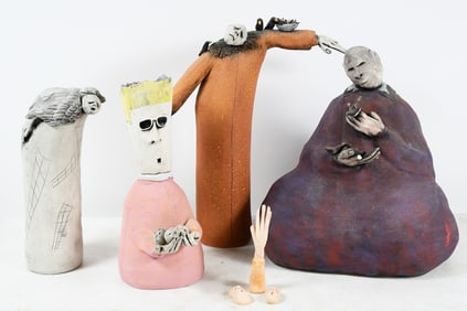 4PC. ROB GIORDANO FIGURAL ART POTTERY LOT