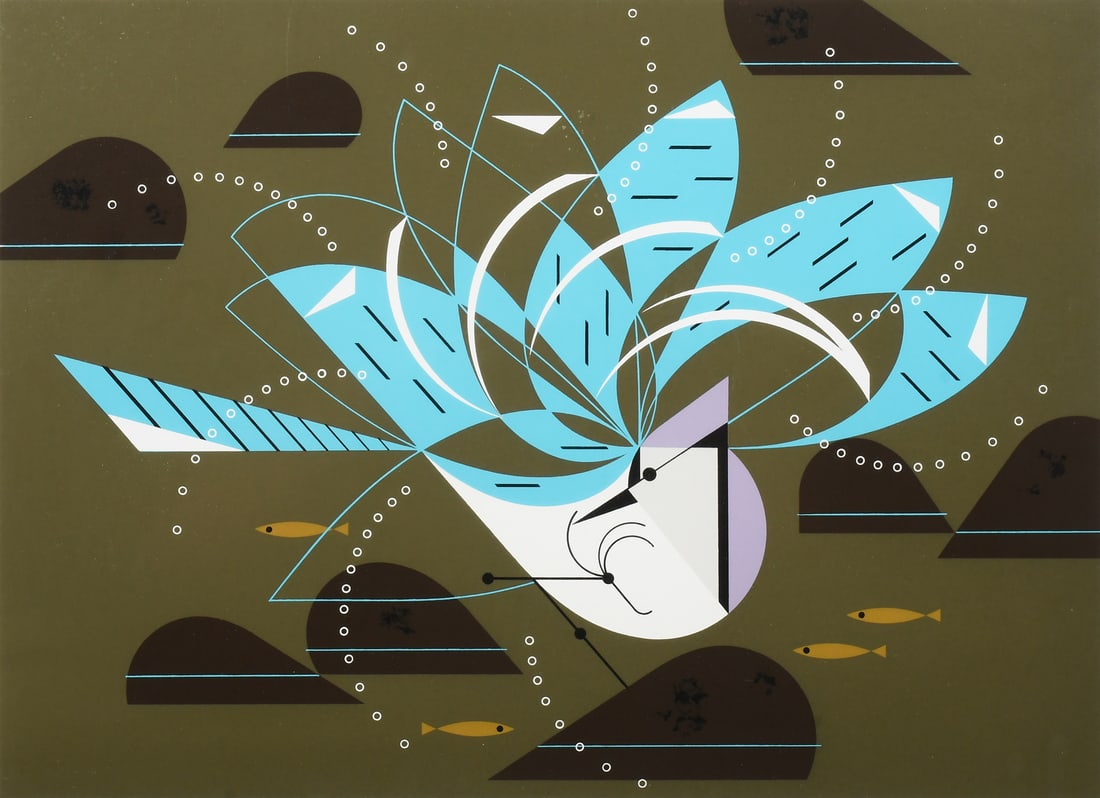 CHARLEY HARPER “BLUE JAY BATHING” SERIGRAPH: HARPER, Charley, (American, 1922-2007): “Blue Jay Bathing”, Serigraph, sight size 15.5” x 21”, pencil signed lower right, numbered 661/1500 lower left, framed and matted, 22”