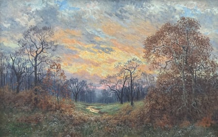 FREDERICK WEYGOLD SUNSET IN THE MEADOW PAINTING