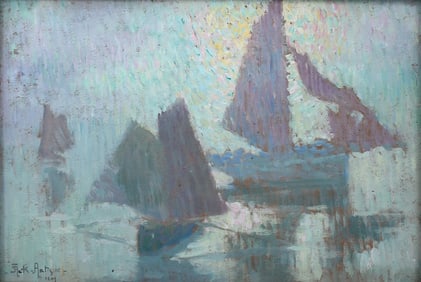 JACK ARTIGUE FISHING BOATS AT REST PAINTING