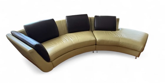 2 PC. MCM MODERN GIO ITALIA FAUX LEATHER SECTIONAL SOFA