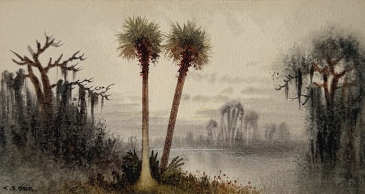 C.S. ORR STATELY PALMS WATERCOLOR