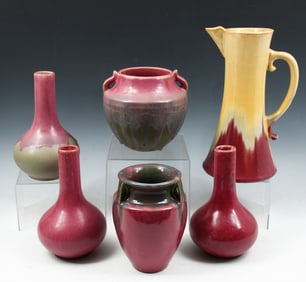 6 PC. FULPER POTTERY VASES & PITCHER