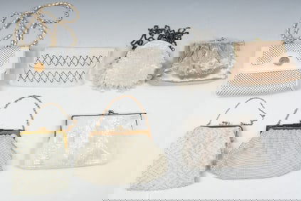 7 WHITE MESH & BEADED BAGS WHITING & DAVIS