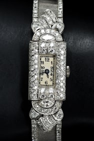 GLYCINE DIAMOND ENCRUSTED 17- JEWEL PLATINUM WATCH