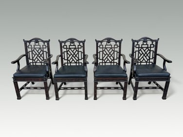 4 MAITLAND SMITH CHIPPENDALE STYLE ARMCHAIRS