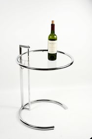EILEEN GREY ADJUSTABLE CHROME SIDE TABLE