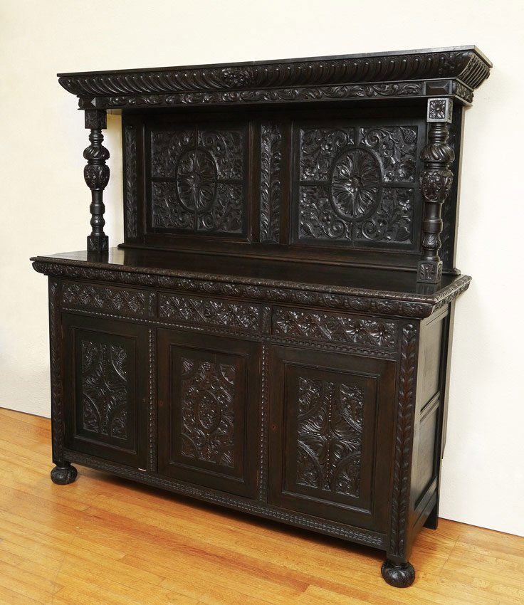 HEAVILY CARVED JACOBEAN STYLE COURT CUPBOARD