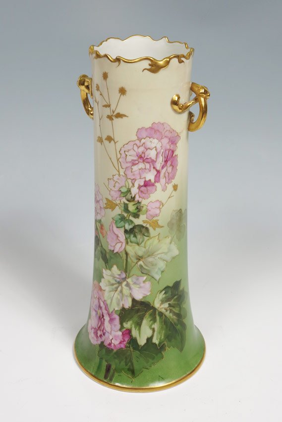 WM GUERIN FRENCH LIMOGES VASE 15" TALL