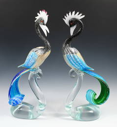 PR MURANO DANILO ZANELLA GLASS CRESTED CRANES