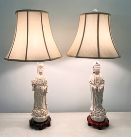 PR. CHINESE BLANC DE CHINE GUAN YIN LAMPS