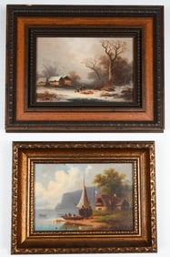 TWO CELESTINE BRUGNER LANDSCAPE PAINTINGS