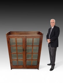 GUSTAV STICKLEY MODEL 717 OAK BOOKCASE SIGNED