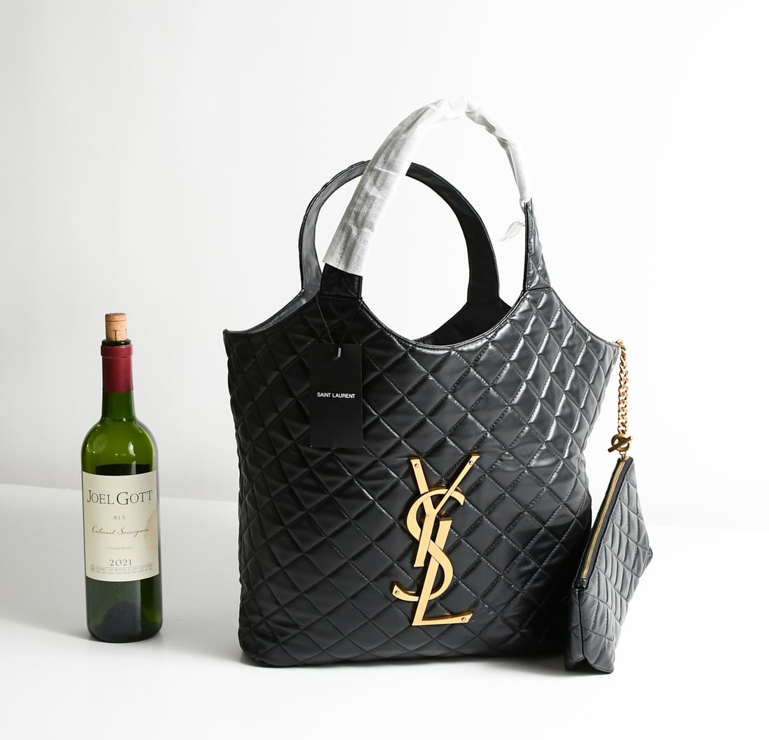 YVES SAINT LAURENT LAMBSKIN MAXI TOTE W/ POUCH (1 of 7)