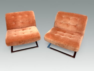 PAIR OF MILO BAUGHMAN OVERSIZED SLIPPER CHAIRS