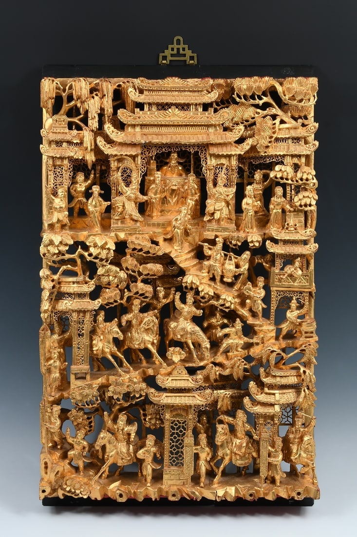 CARVED & GILT CHINESE IMPERIAL CELEBRATORY PANEL (1 of 8)