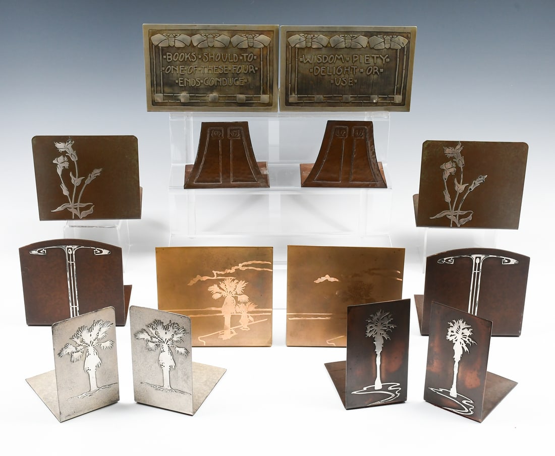 7 SETS OF ARTS & CRAFTS BOOKENDS HEINTZ ART METAL (1 of 9)