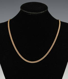 MID-CENTURY CURB LINK 18K NECKLACE: MID-CENTURY CURB LINK 18K NECKLACE: 18K Italian gold curblink chain. Approx. 20" in length. Box clasp w/safety. Weight: 30.2 grams.