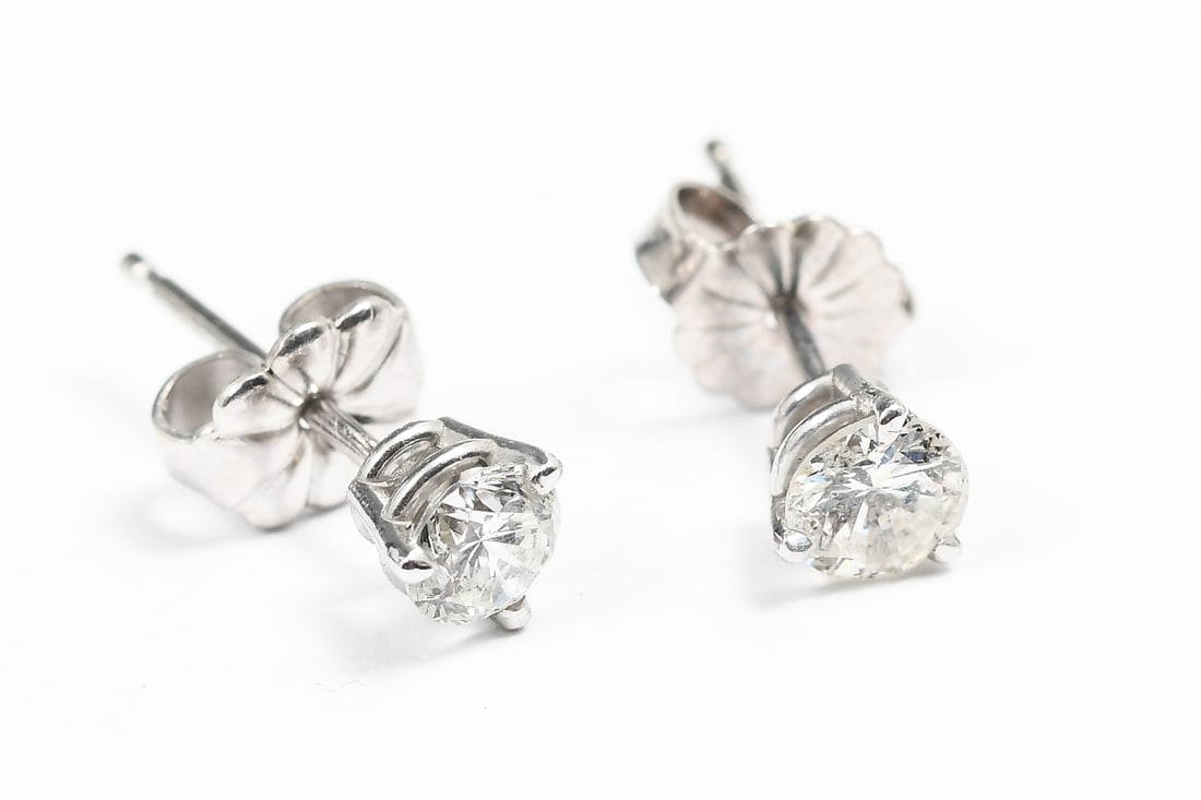 PLAT.& 14K .51 CTW DIAMOND SOLITAIRE EARRINGS (1 of 3)