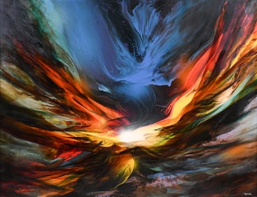 LARGE LEONARDO NIERMAN "FURY" PAINTING