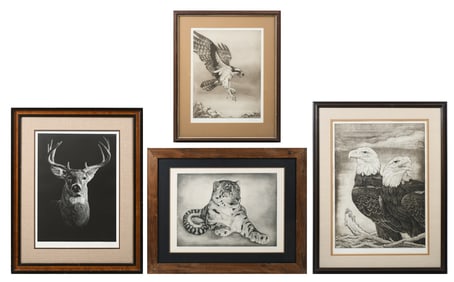 4PC. DENIS CURRY WILDLIFE ETCHING LOT