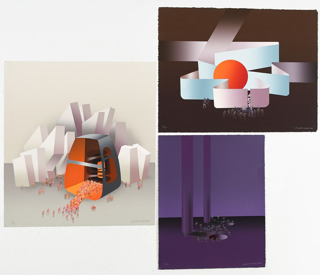 THREE FANTASY KURT LARISCH SERIGRAPHS (1 of 5)