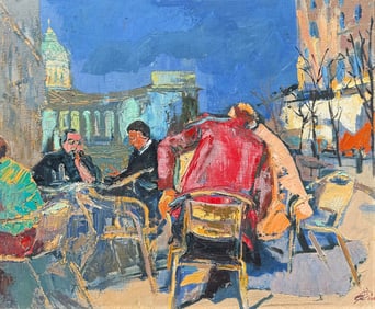 RUSSIAN LIZA MIKHAILOVA CAFE PAINTING