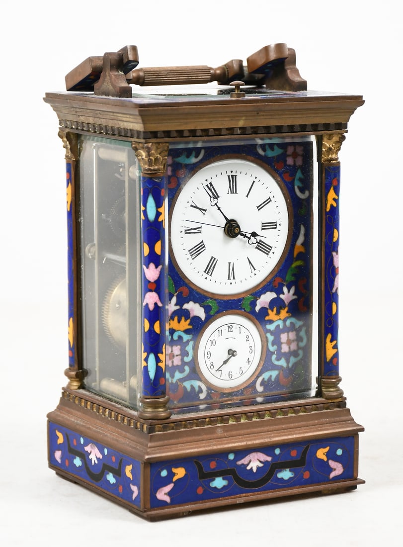 FRENCH STYLE CLOISONNE CARRIAGE CLOCK (1 of 7)