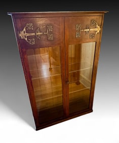 METAL MOUNTED ARTS & CRAFTS BOOKCASE