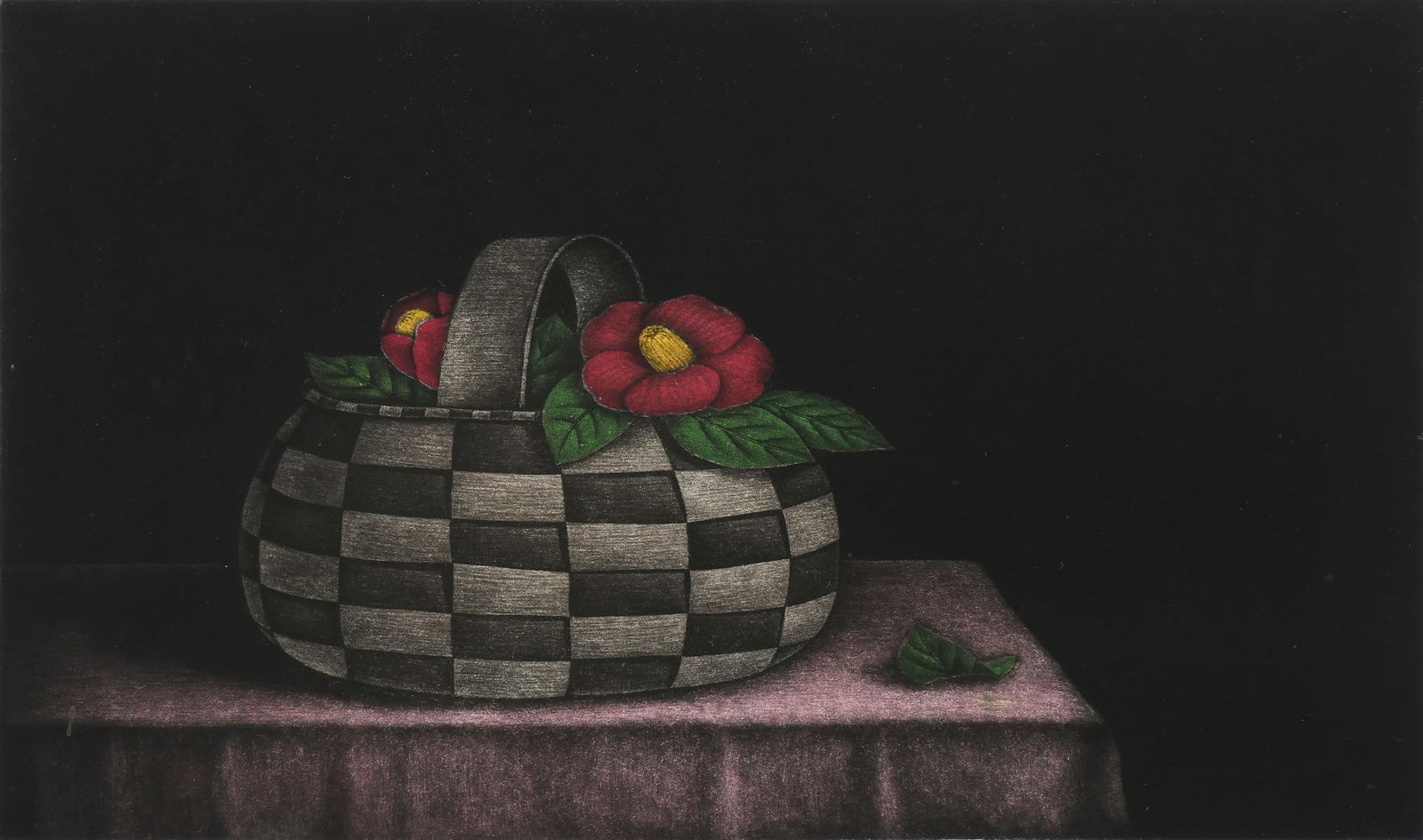 TOMOE YOKOI FLORAL STILL LIFE MEZZOTINT (1 of 5)