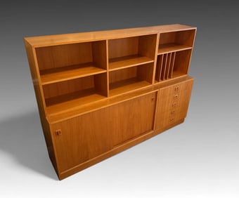 4 SECTION DANISH TEAK BOOKCASE CABINETS