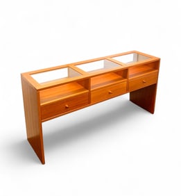 TEAK & GLASS TOP ROOM DIVIDER
