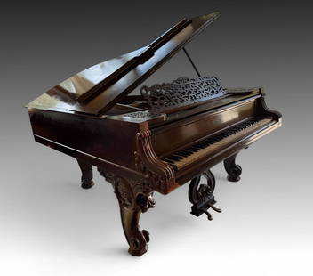 1878 WM. KNABE & CO. GRAND PIANO SERIAL #18455: 1878 WM. KNABE & CO. GRAND PIANO SERIAL #18455: This richly carved Knabe Grand Piano was manufactured around 1878. Approximately 69&rdquo; long, 58&rdquo; high. This places this piano within the late